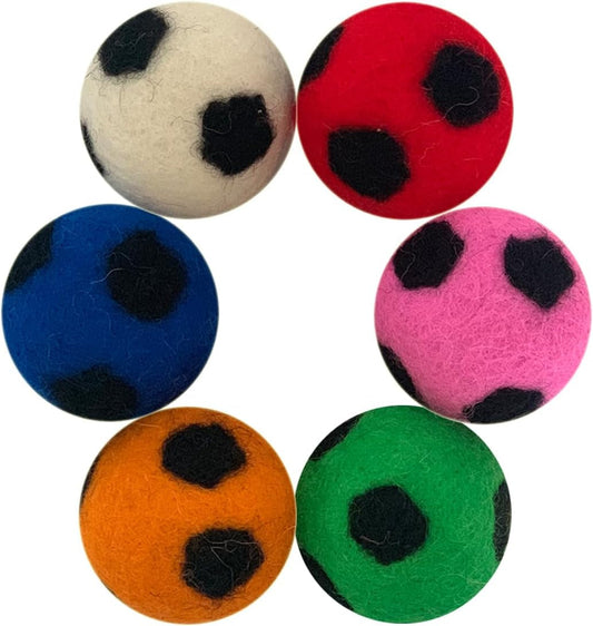 6PCS Soccer Balls Cats Balls Plush Toys for Cats Indoor Cats Toys