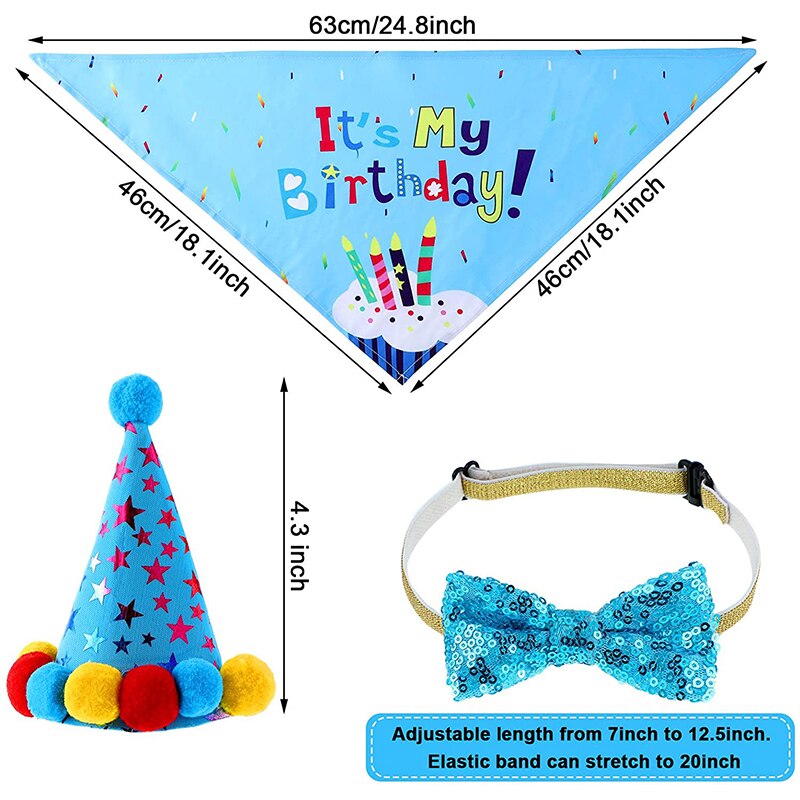 Pet supplies Happy Birthday Dog Bandana Party Cake Decoration Happy Birthday Banner And  Hat Bowtie or Pets Dogs Accessories